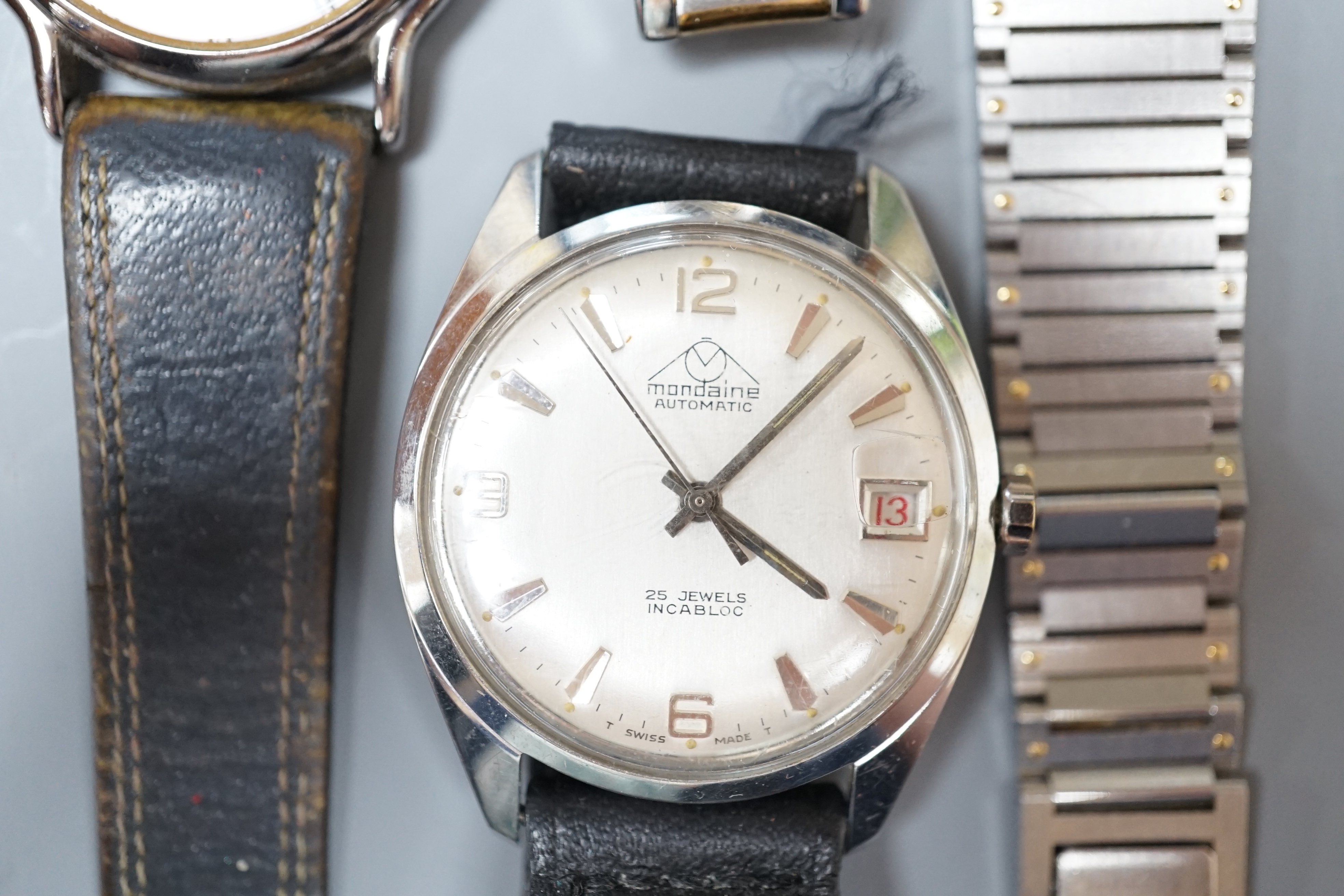 A collection of lady's and gentleman's wrist watches including Raymond Weil, Seiko, Certina and Mondaine automatic.